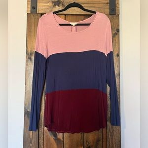 Tru Self women’s color block long sleeve shirt - size medium